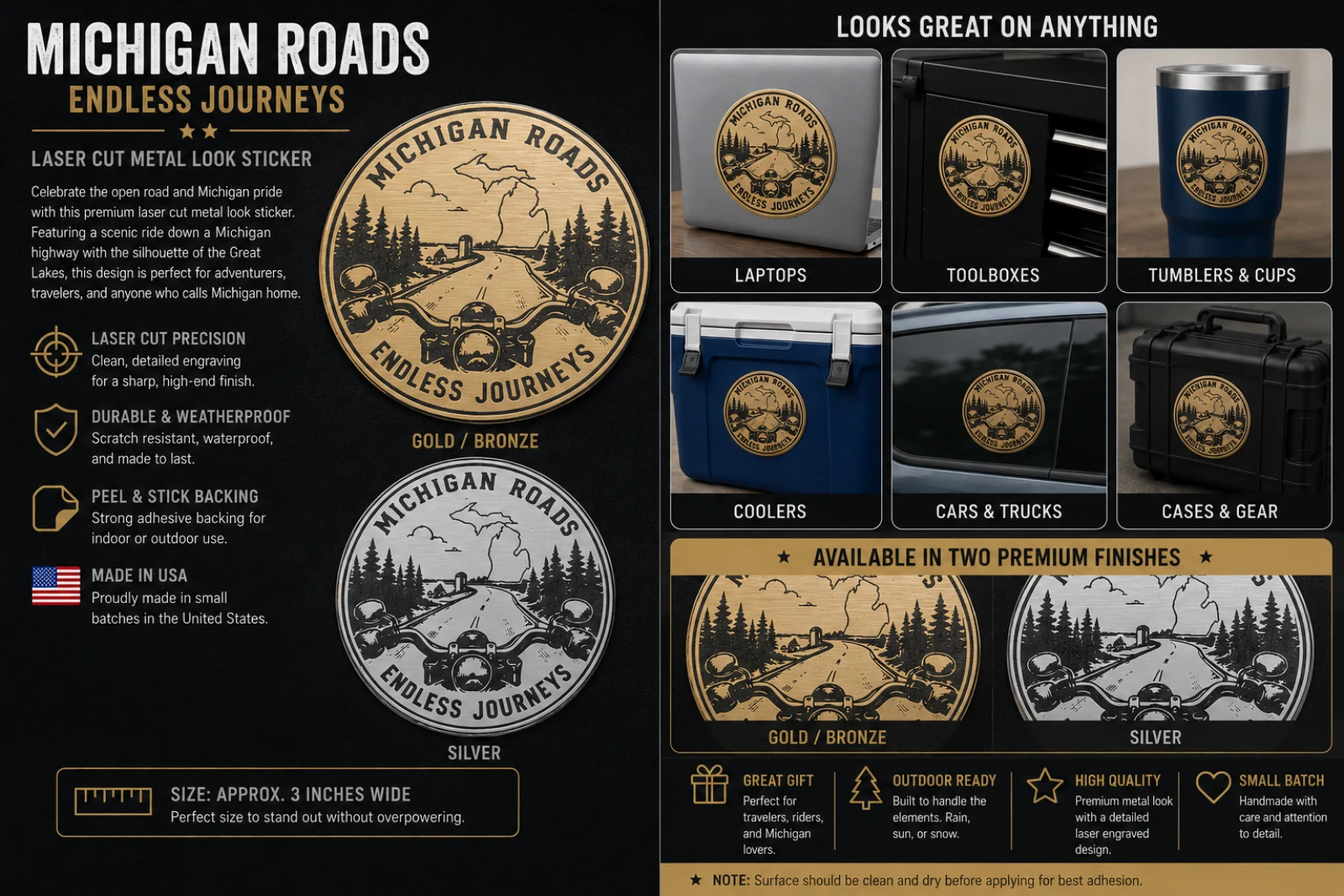 Example State of Stick emblem presented on laptops, toolboxes, tumblers, coolers, vehicles, and gear